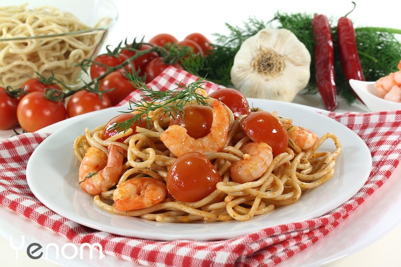 Spaghetti met garnalen en cherrytomaten